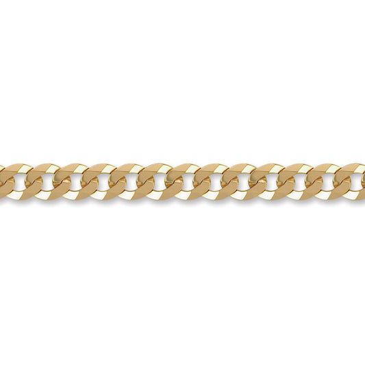 9ct Gold Flat Curb 8mm Chain Bracelet, 7.5 inch - JCN037G