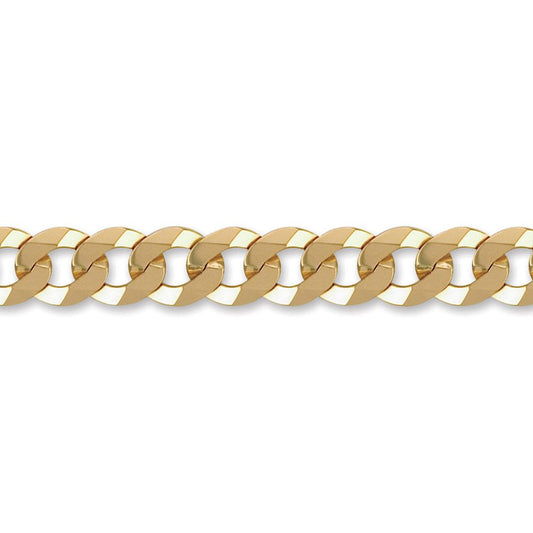 9ct Gold Flat Curb 13.2mm Chain Bracelet, 7.5 inch - JCN037i