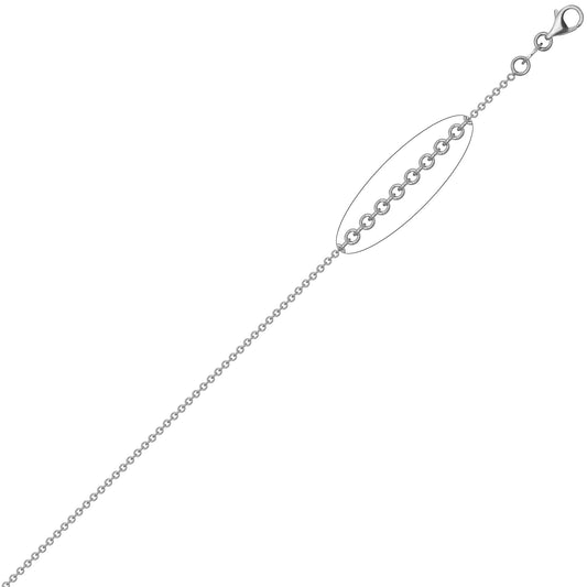 18ct White Gold Oval Link Rolo Trace 1.5mm Pendant Chain Necklace - JCN043B