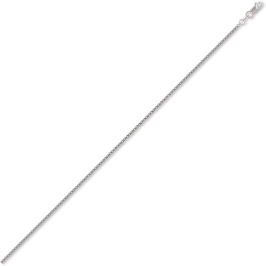 18ct White Gold Curb 1mm Pendant Chain Necklace - JCN051B
