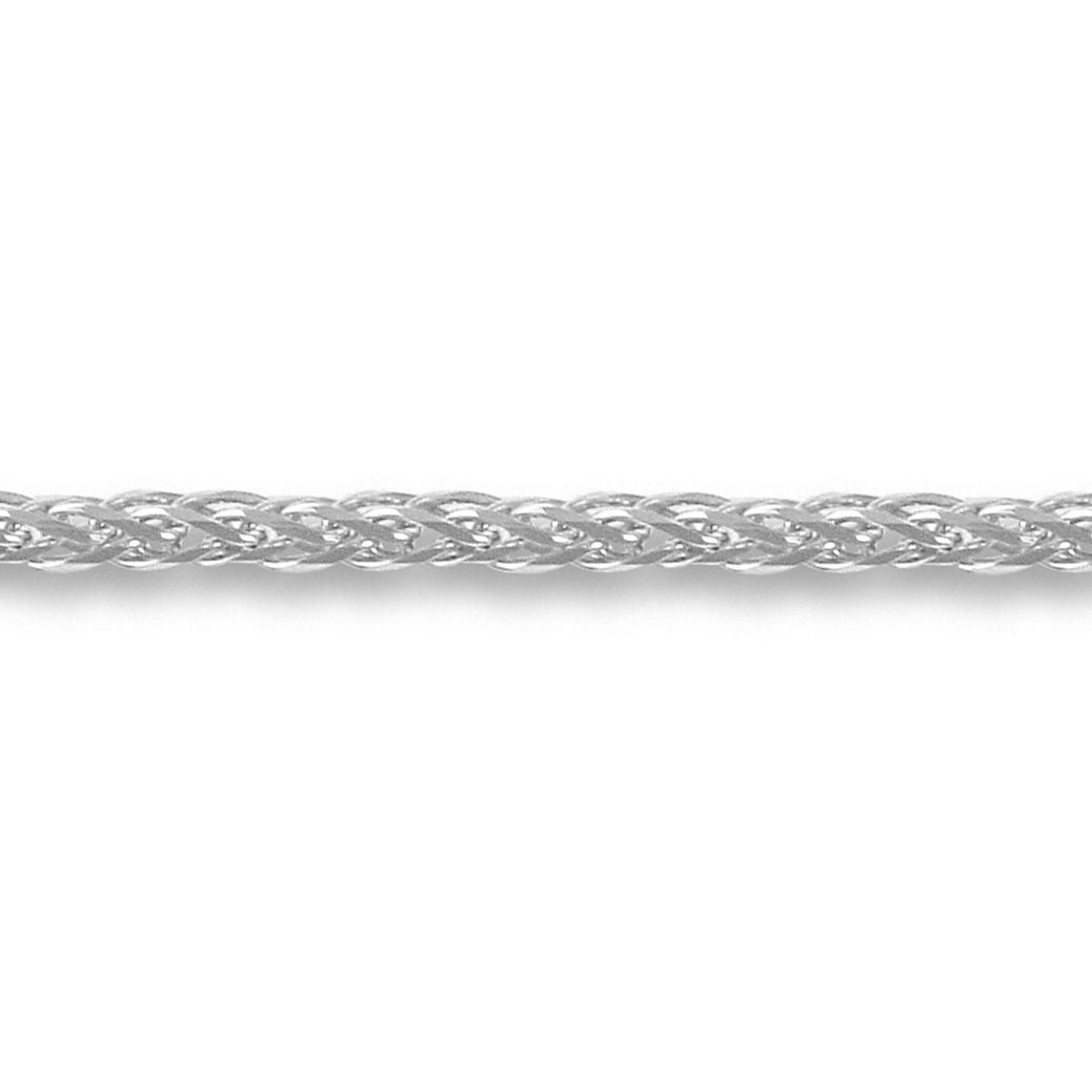 9ct White Gold Diamond Cut Spiga 1.2mm Pendant Chain Necklace - JCN057A