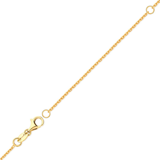 18ct Gold Cable Trace 1.3mm Adjustable Pendant Chain 16-18" - JCN074A