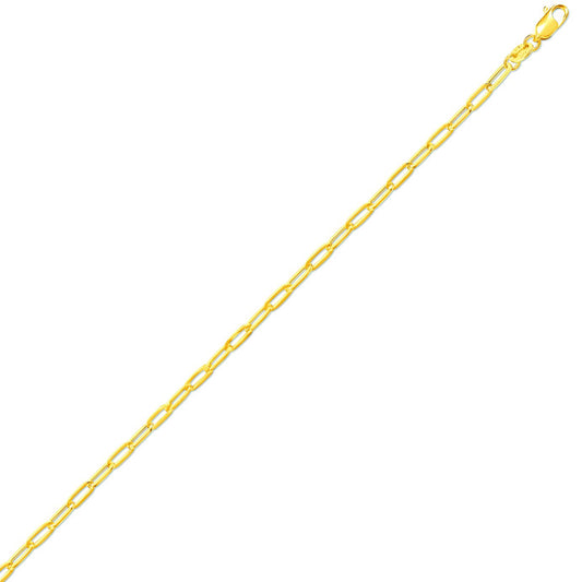9ct Gold Oval Pill Paperclip 2.5mm Chain Link Bracelet 7.5inch - JCN093B