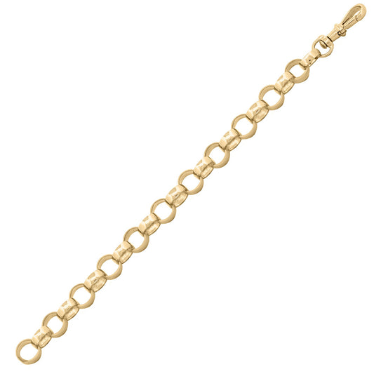 9ct Gold Belcher 9.3mm Chain Link Bracelet, 8.5 inch 21cm - JCN100A