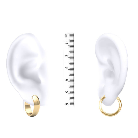 9ct Gold D-Shape Wedding Band Style 6mm Hoop Earrings 20mm - JER019
