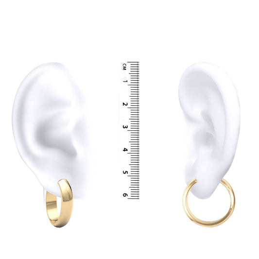 9ct Gold D-Shape Wedding Band Style 6mm Hoop Earrings 25mm - JER020