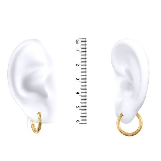 Ladies 9ct Gold Textured Striped 3mm Hoop Earrings 20mm - JER042