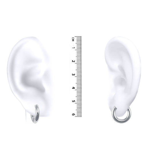 Ladies 9ct White Gold Polished 3mm Hoop Earrings 16mm - JER126