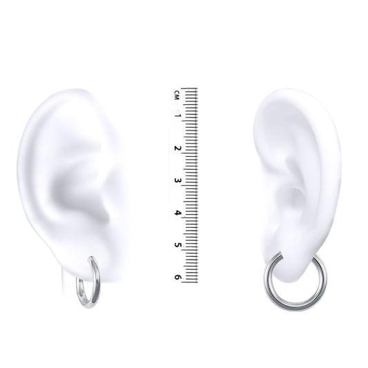 Ladies 9ct White Gold Polished 3mm Hoop Earrings 20mm - JER127