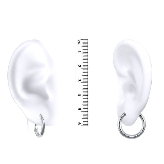Ladies 9ct White Gold Polished 3mm Hoop Earrings 20mm - JER127