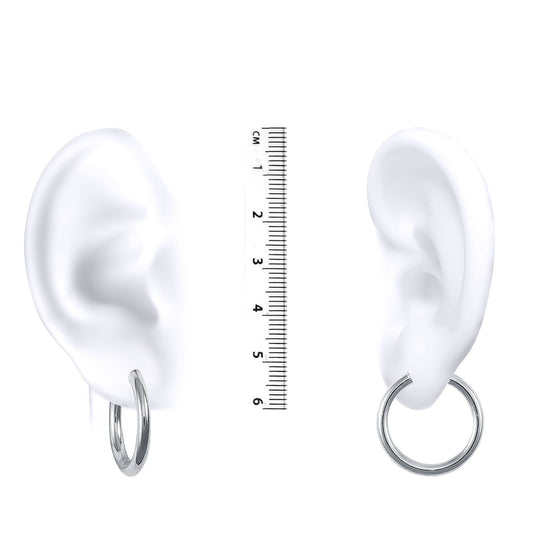 Ladies 9ct White Gold Polished 3mm Hoop Earrings 25mm - JER128