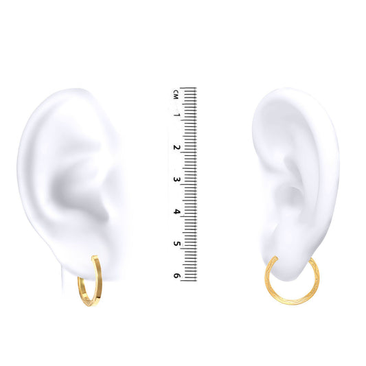 Ladies 9ct Gold Floral Engraved 2mm Hoop Earrings 18mm - JER144