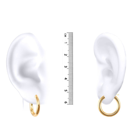 Ladies 9ct Gold Polished 3mm Hoop Earrings 20mm - JER178