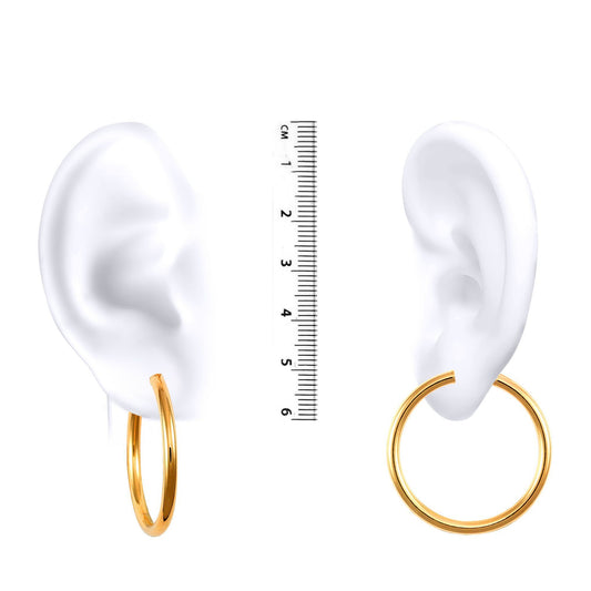 Ladies 9ct Gold Polished 3mm Hoop Earrings 35mm - JER179C