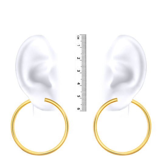 Ladies 9ct Gold Polished 3mm Hoop Earrings 45mm - JER179D