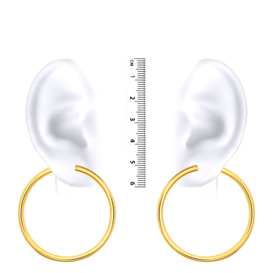 Ladies 9ct Gold Polished 3mm Hoop Earrings 45mm - JER179D