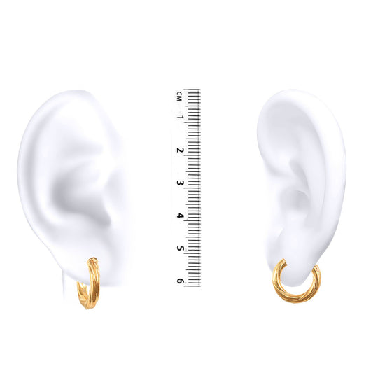 Ladies 9ct Gold Twisted 3mm Hoop Earrings 16mm - JER194