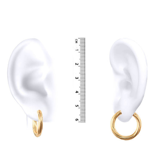 Ladies 9ct Gold Twisted 3mm Hoop Earrings 21mm - JER195