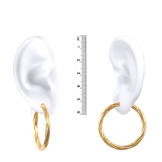 Ladies 9ct Gold Twisted 4mm Hoop Earrings 37mm - JER204