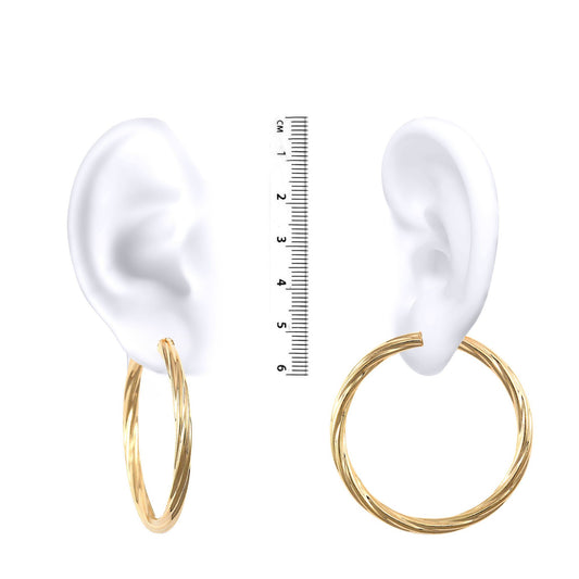 Ladies 9ct Gold Twisted 4mm Hoop Earrings 47mm - JER205