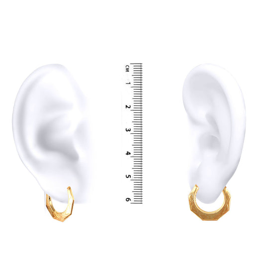 Ladies 9ct Gold Diamond Pattern Creole Earrings - JER286