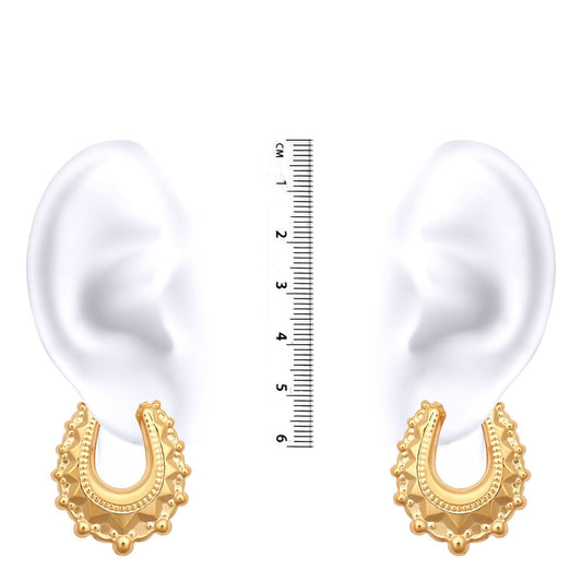 Ladies 9ct Gold Oval Pear Spikey Creole Earrings, 29x24mm - JER306A
