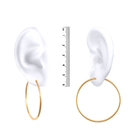 Ladies 9ct Gold Polished 2mm Hoop Earrings 45mm - JER390