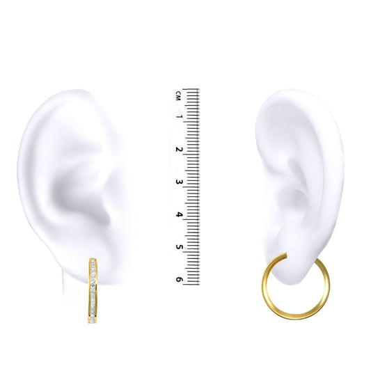 9ct Gold CZ Eternity 4mm Hoop Earrings 29mm - JER401