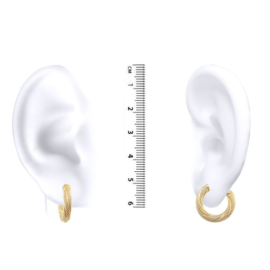 Ladies 9ct Gold Snake Skin Twisted 3mm Hoop Earrings 16mm - JER457A