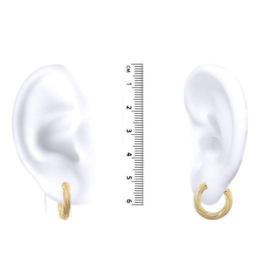 Ladies 9ct Gold Snake Skin Twisted 3mm Hoop Earrings 16mm - JER457A