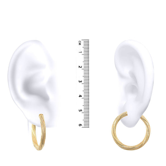 Ladies 9ct Gold Snake Skin Twisted 3mm Hoop Earrings 25mm - JER457C
