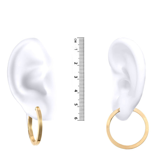 Ladies 9ct Gold Square Tube 3mm Hoop Earrings 30mm - JER458C