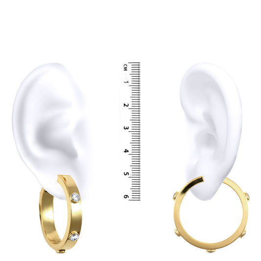 9ct Gold CZ Square Tube 6mm Hoop Earrings 34mm - JER482B