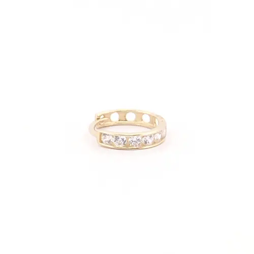 9ct Gold CZ Eternity 2mm Huggie Hoop Earrings 11mm - JER518