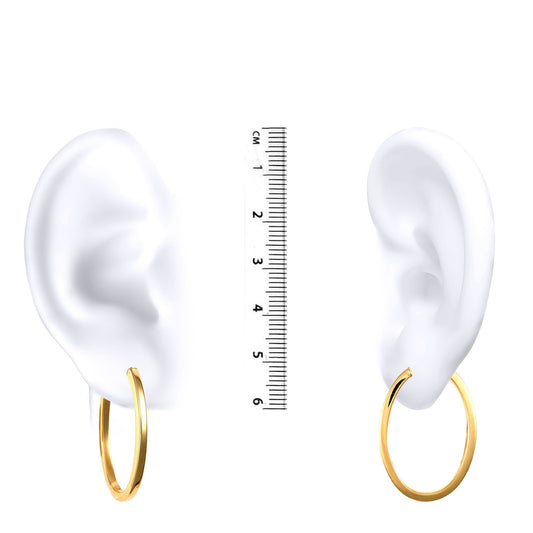 Ladies 9ct Gold Square Tube Oval 2mm Hoop Earrings - JER549