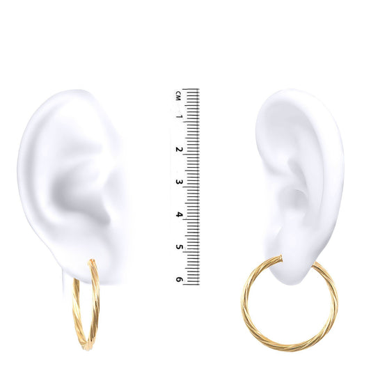 Ladies 9ct Gold Twisted 2.5mm Hoop Earrings 30mm - JER560D