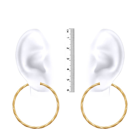 Ladies 9ct Gold Twisted 2.5mm Hoop Earrings 44mm - JER560F