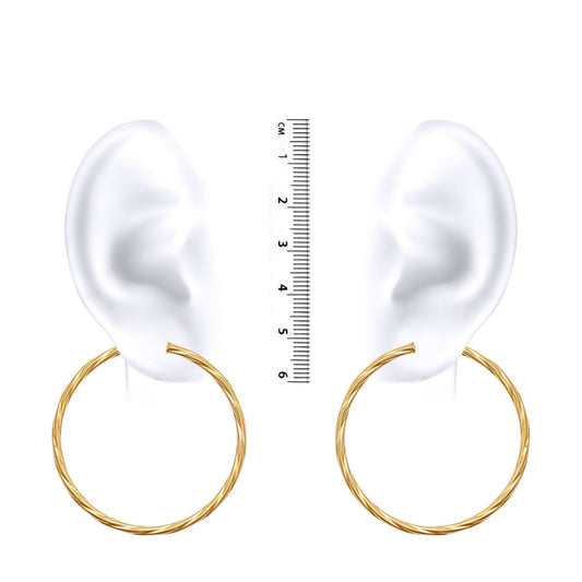 Ladies 9ct Gold Twisted 2.5mm Hoop Earrings 44mm - JER560F