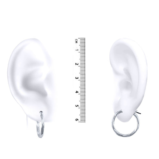 Ladies 9ct White Gold Twisted 2.5mm Hoop Earrings 20mm - JER561B