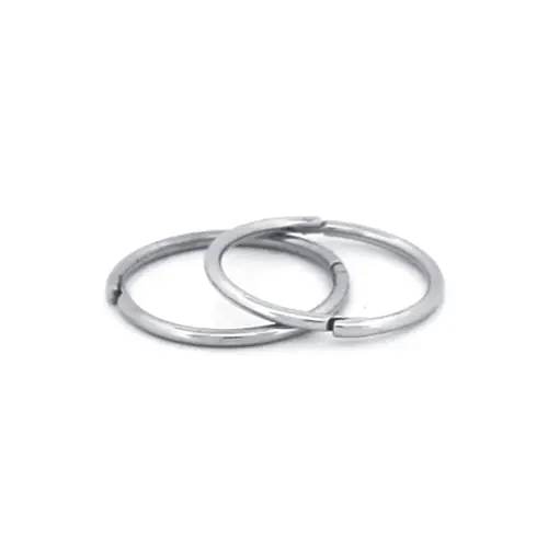 Solid 9ct White Gold Hinged Sleeper 1mm Hoop Earrings 12mm - JER648A