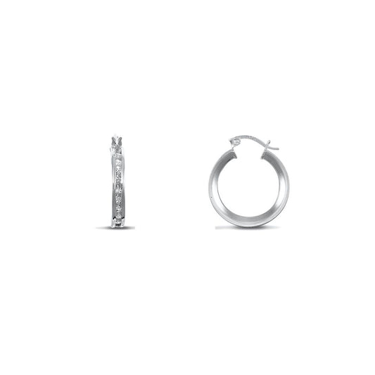 9ct White Gold CZ Eternity 4mm Hoop Earrings 17mm - JER718A