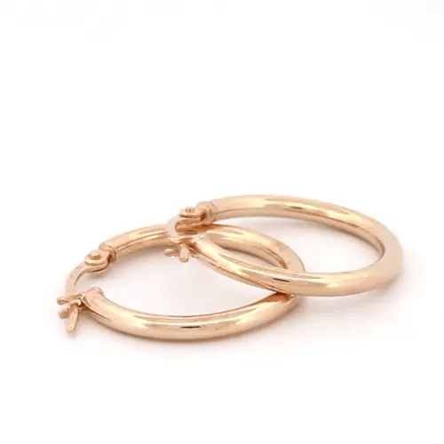 Ladies 9ct Gold Polished 2mm Hoop Earrings 20mm - JER719B