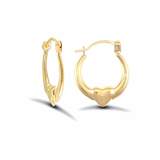 9ct Gold Simple Claddagh (Chladaigh) Creole Earrings - JER731
