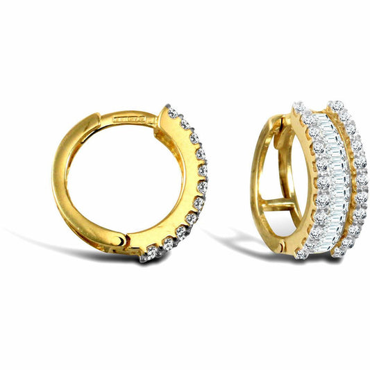 9ct Gold CZ Eternity 5.5mm Huggie Hoop Earrings 15mm - JER751
