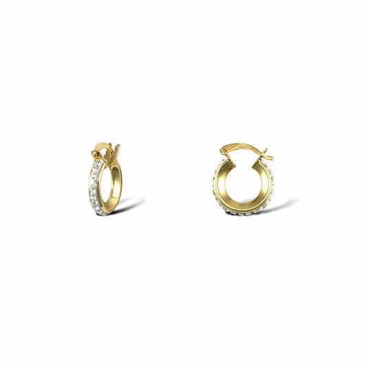 9ct Gold Crystal Eternity 3mm Hoop Earrings 13mm - JER753A