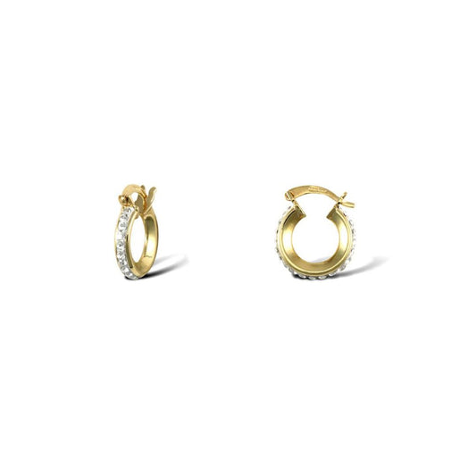 9ct Gold Crystal Eternity 3mm Hoop Earrings 13mm - JER753A