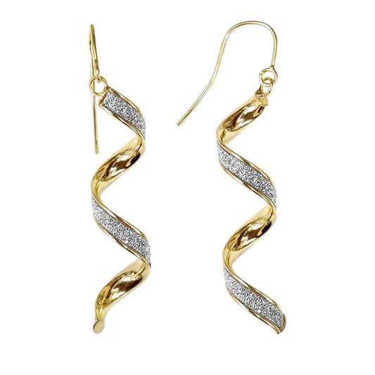 Ladies 9ct Gold MoonDust Stardust 4mm Twist Drop Earrings 52mm - JER774