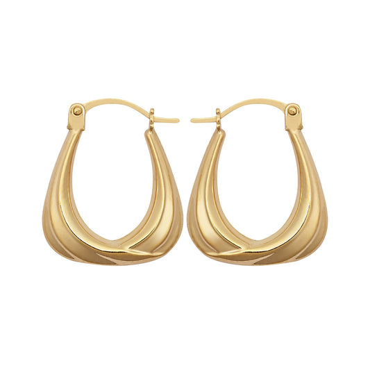 Ladies 9ct Gold Curtain Ribbon Handbag Creole Earrings - JER794