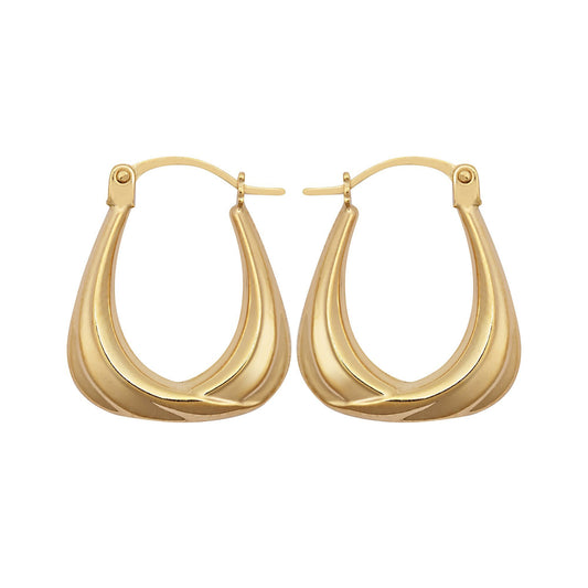 Ladies 9ct Gold Curtain Ribbon Handbag Creole Earrings - JER794