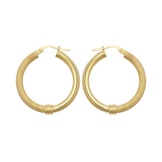 9ct Gold Snake Skin Mesh Styles Clash 3mm Hoop Earrings 26mm - JER805C